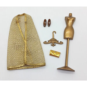 Vintage Topper Dawn #0814 All That Glitters Gold Mesh Cape Purse Handbag Shoes